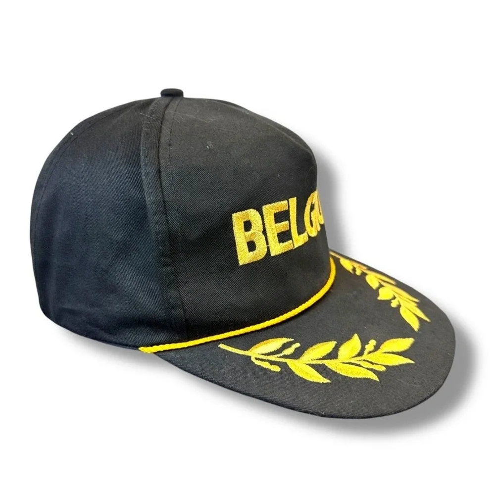 VTG Belgium Embroidered Hat Baseball Cap Adjustable Snapback Souvenir Gold - Picture 2 of 4